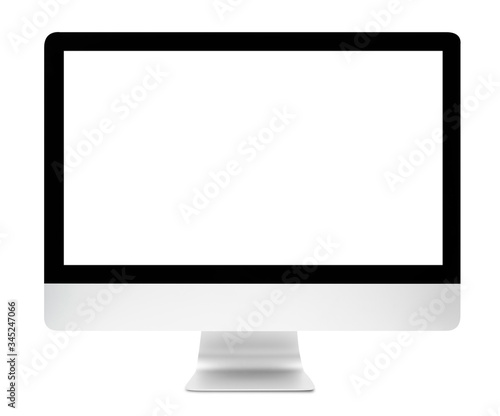 Desktop computer with blank screen isolated on white background, Clipping path.