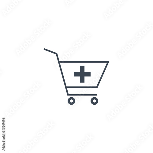 Drugstore Shopping related vector glyph icon. Isolated on white background. Vector illustration.