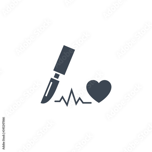 Cardio Surgery related vector glyph icon. Isolated on white background. Vector illustration.