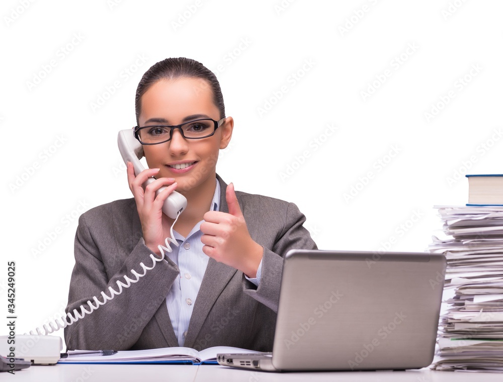 Young businesswoman in office isolated on white Young businesswoman in office isolated on white
