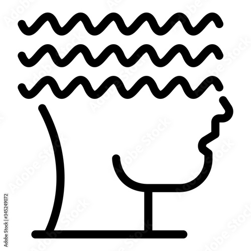 Waves around the head icon. Outline waves around the head vector icon for web design isolated on white background