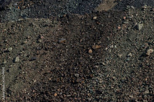 Close-up of a slag heap of iron ore quarry photo
