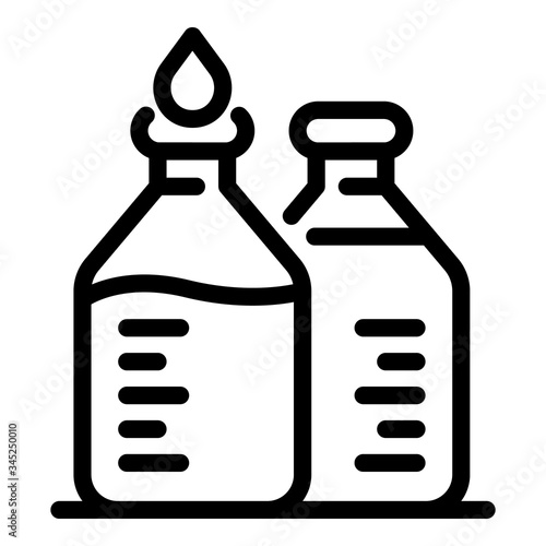 Two bottles with remedy icon. Outline two bottles with remedy vector icon for web design isolated on white background