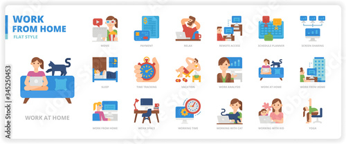 Work from home icon set