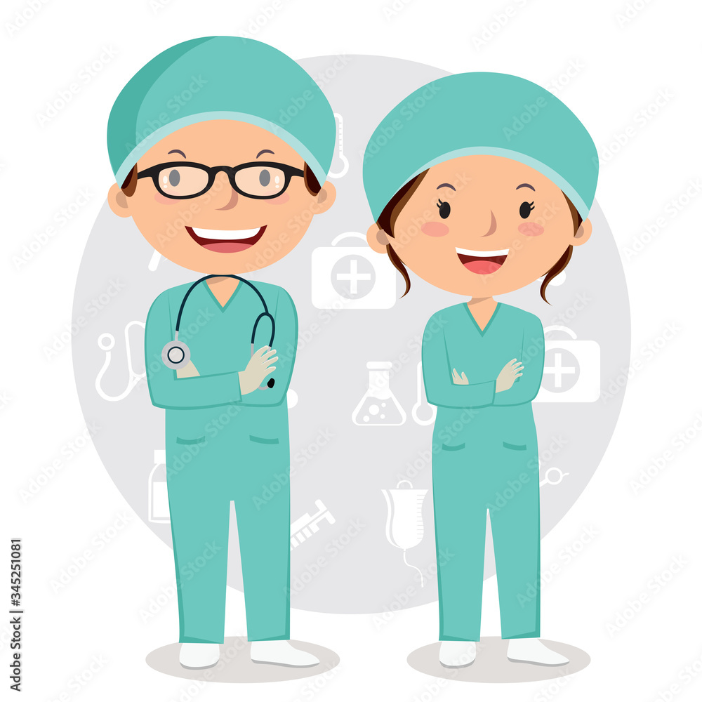 Vector Illustration of doctors with medical icons Vector Illustration of doctors with medical icons