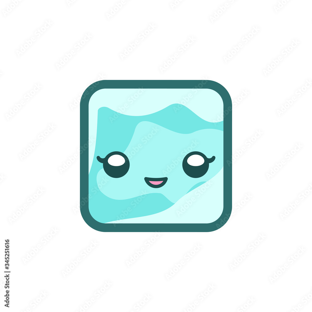 Happy ice cube cartoon emoji expression vector illustration Happy ice cube cartoon emoji expression vector illustration