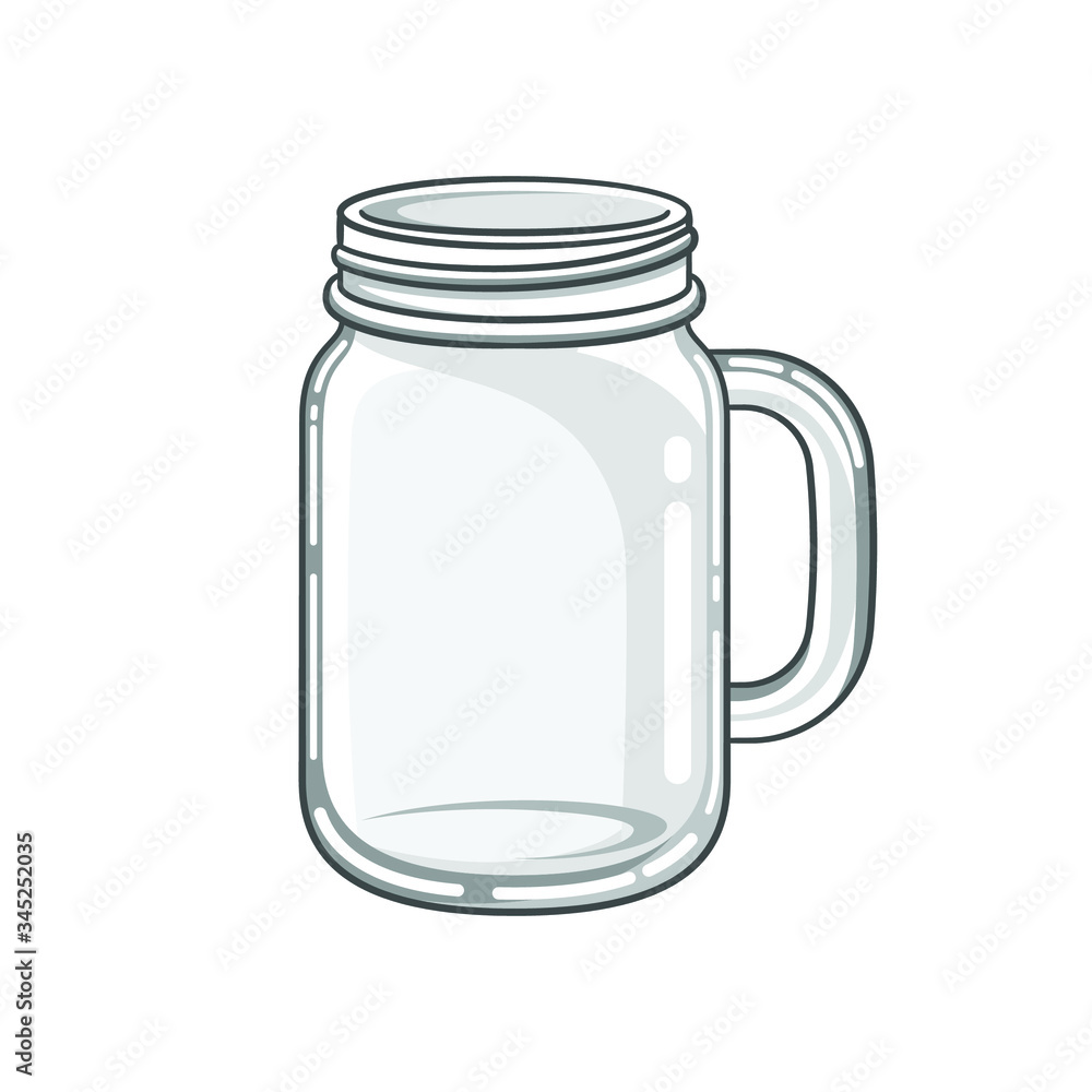 Glass mason jar mug cartoon vector art illustration design Stock Vector