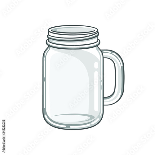 Glass mason jar mug cartoon vector art illustration design