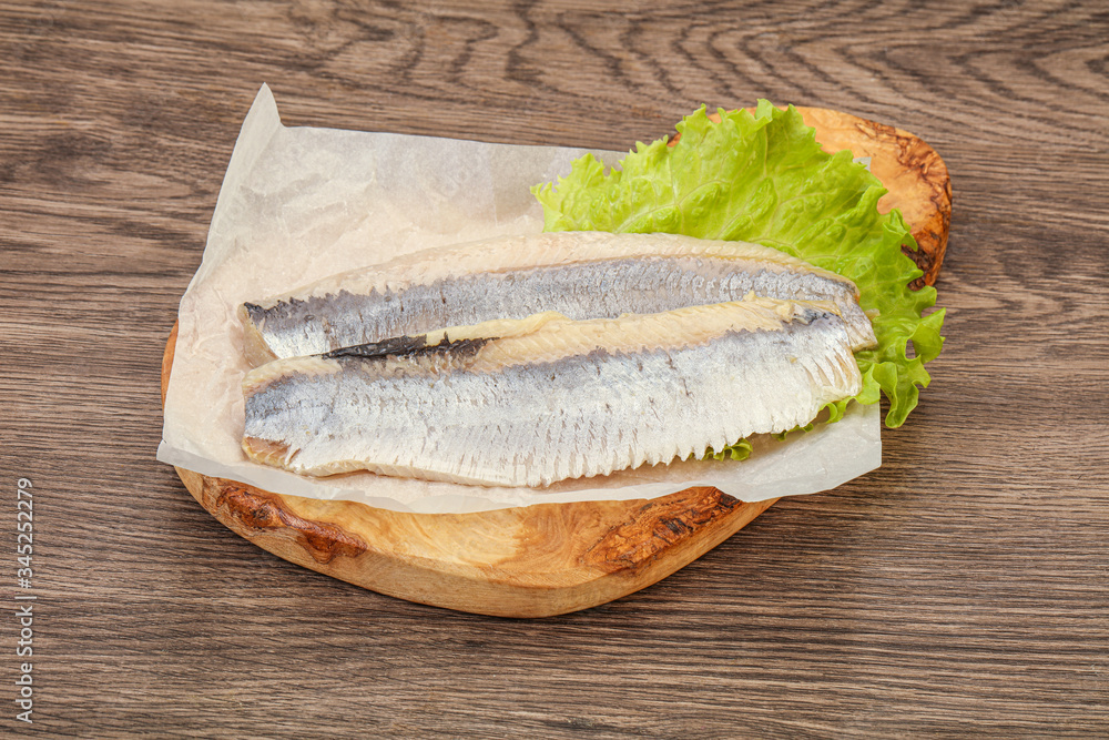 Herring fillet with salad leaves Herring fillet with salad leaves