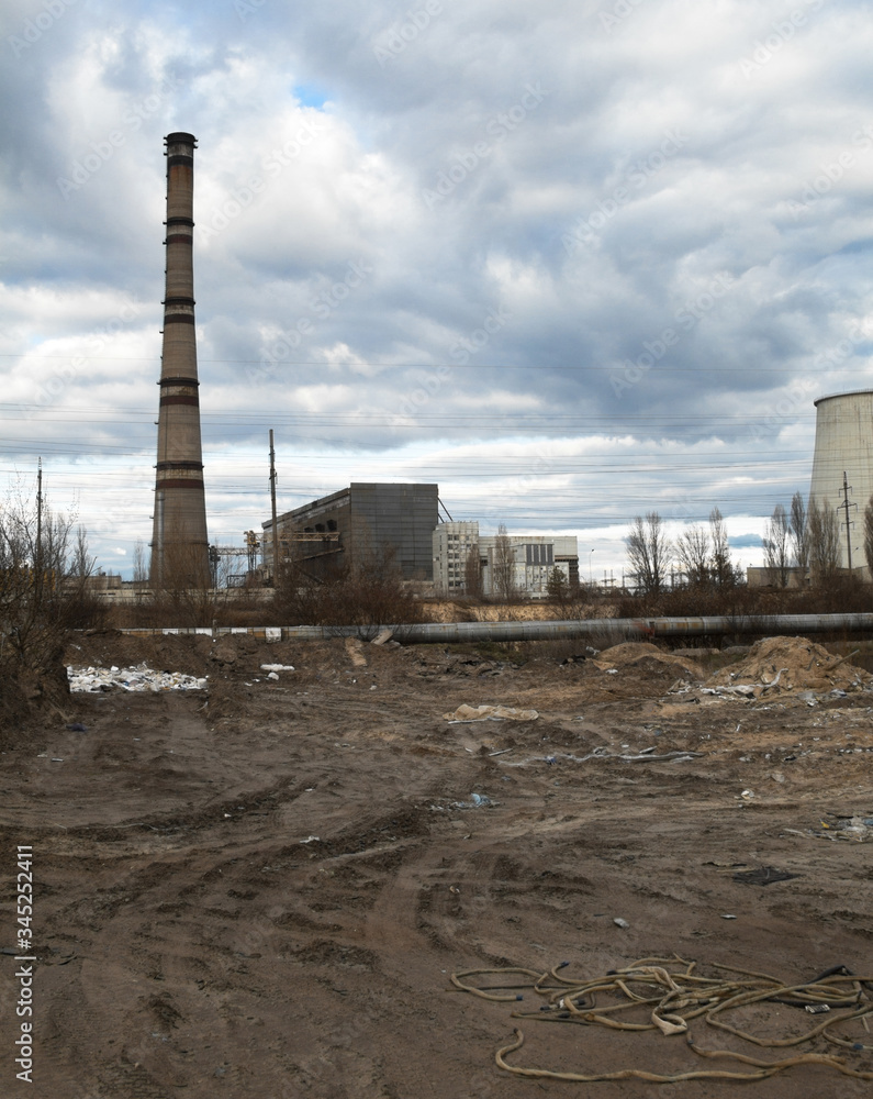 Garbage dump and industrial plant. Garbage dump and industrial plant.