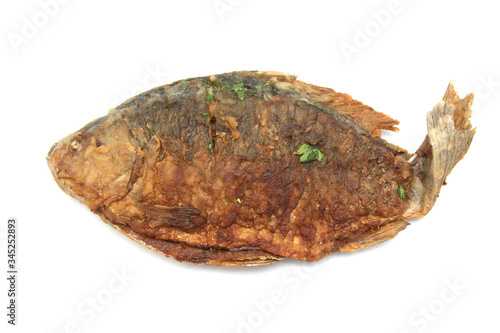 Fried fish isolated on a white background.