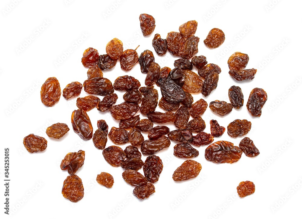 Dry grapes, raisins on a white background. Dry grapes, raisins on a white background.