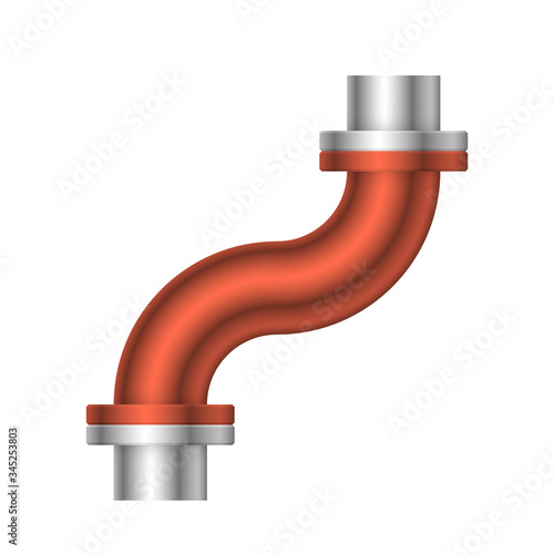 Pipe vector icon. Connection by flange fitting. Part for pipeline construction to transportation water, oil and gas. Also for water supply infrastructure, wastewater treatment, plumbing and irrigation