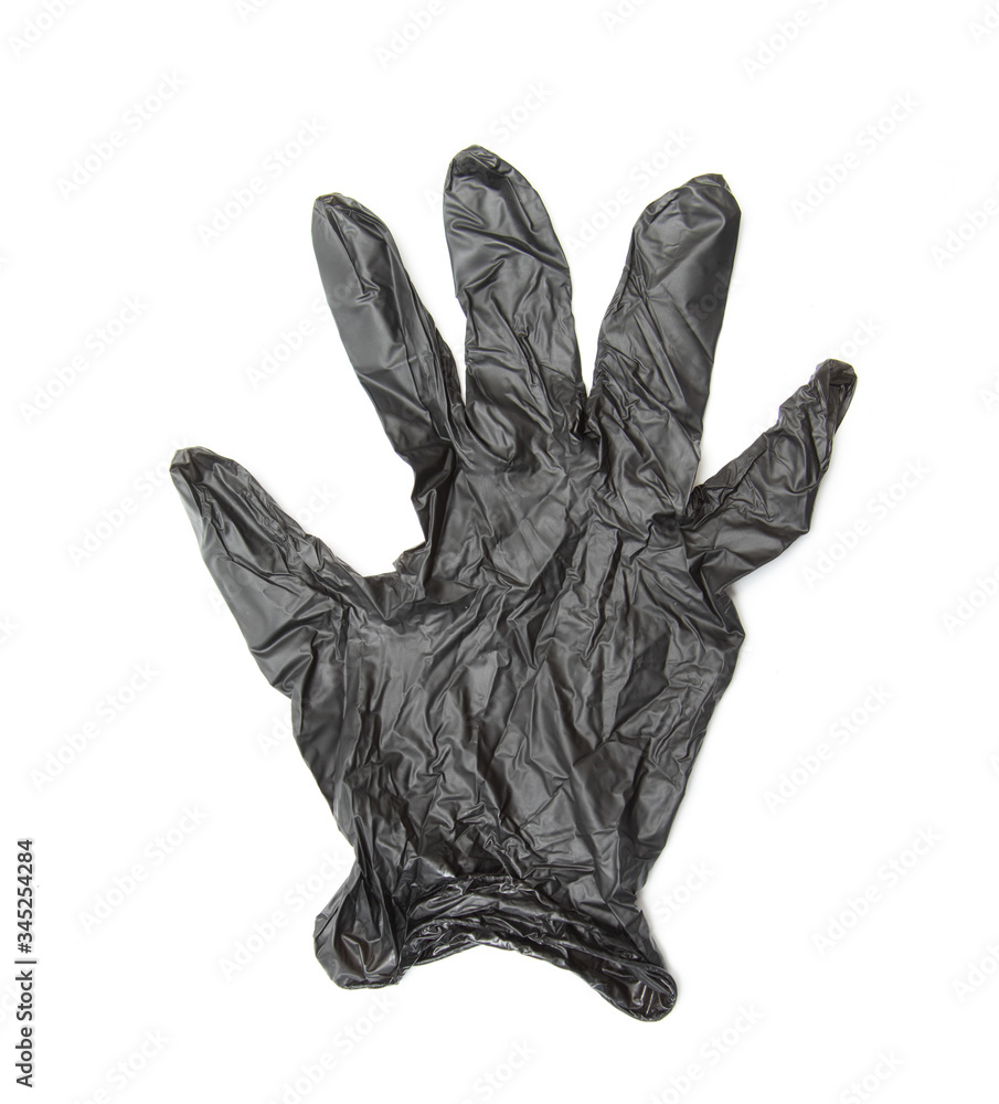 Black medical gloves on a white background. Black medical gloves on a white background.