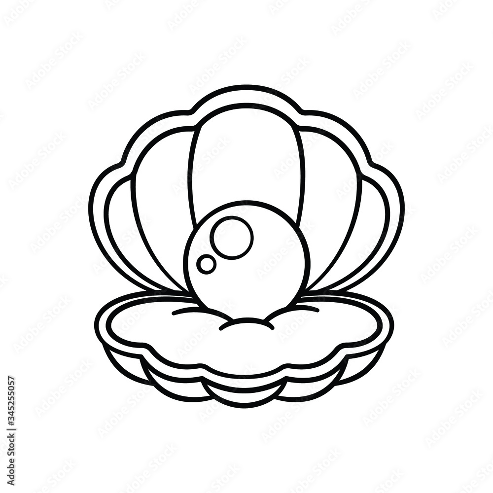 Cartoon clam shell with pearl outline coloring book page element vector illustration art design Cartoon clam shell with pearl outline coloring book page element vector illustration art design