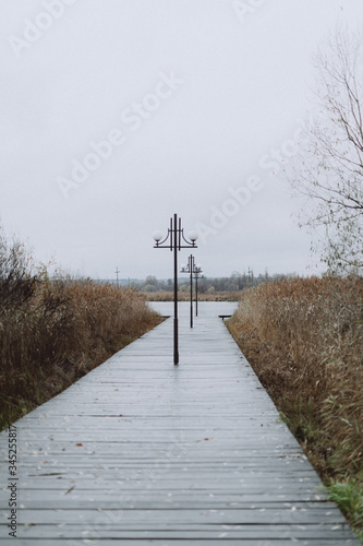 old autumn wooden bridge