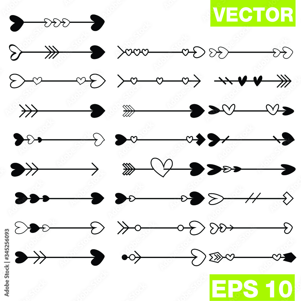 Fototapeta premium Heart arrow, design elements for Valentine's day and wedding