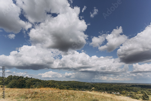 autumn yellow hills against the blue sky