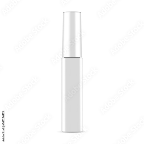 Glossy mascara tube mockup isolated on white background. Vector illustration