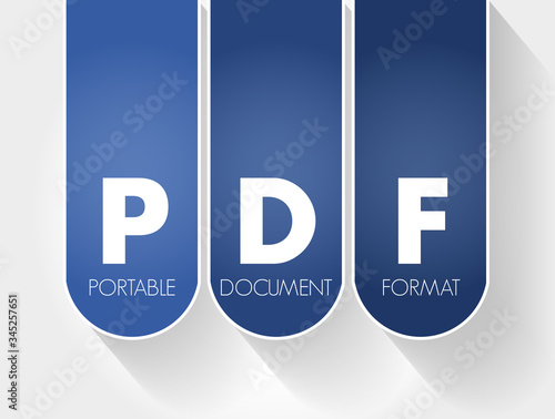 PDF - Portable Document Format acronym, technology concept background