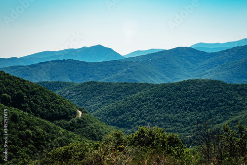 the mountain autumn landscape with colorful forest, Thassos island.