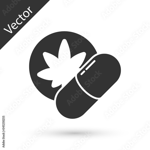 Grey Herbal ecstasy tablets icon isolated on white background.  Vector Illustration