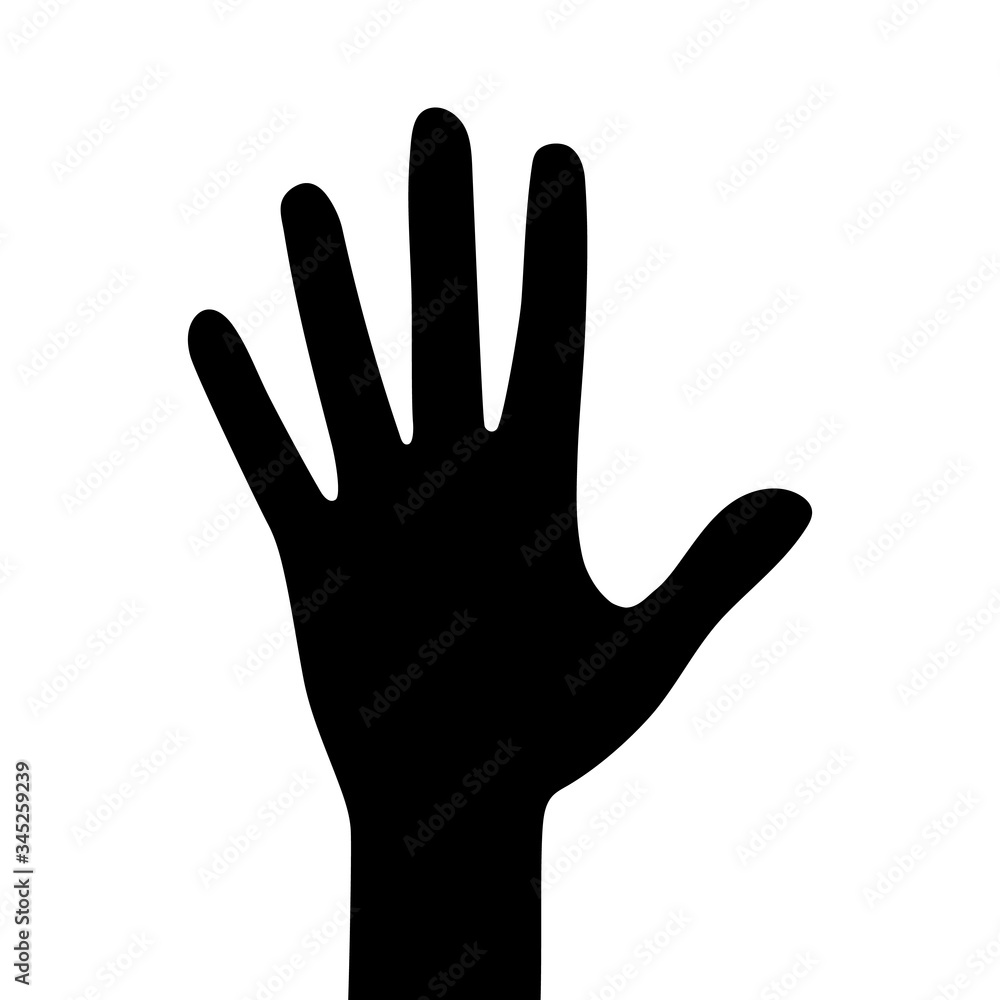 Silhouettes of hand isolated on a white background. Vector flat illustration Silhouettes of hand isolated on a white background. Vector flat illustration