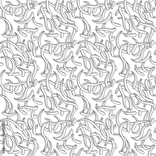 seamless abstract pattern chaotic curved strokes with outline on white background. Vector image © Евгений Сергеев