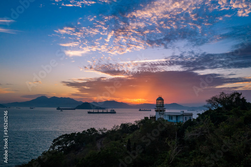 Lighthouse of Victoria Harbour at dusk