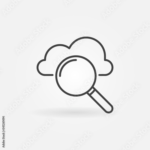 Magnifier with Cloud linear icon. Online Search vector outline concept symbol