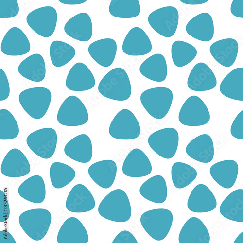 Seamless endless infinity pattern of geometric blue triangle shapes. Drawing for wrapping paper, fabric, wallpaper.