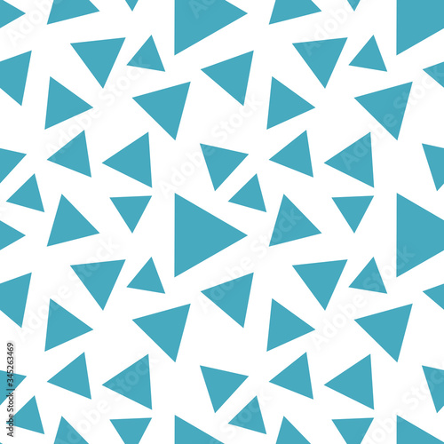 Seamless endless infinity pattern of geometric blue triangle shapes. Drawing for wrapping paper, fabric, wallpaper.