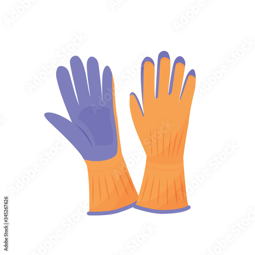 Gum gloves cartoon vector illustration. Personal protective equipment. Healthcare, hand skin protection. Workwear, industrial clothing item. Rubber accessory isolated on white background