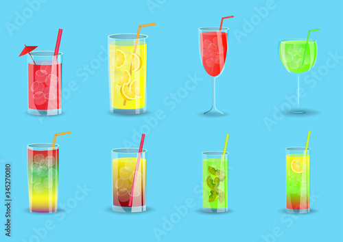 Cocktail glasses flat vector
