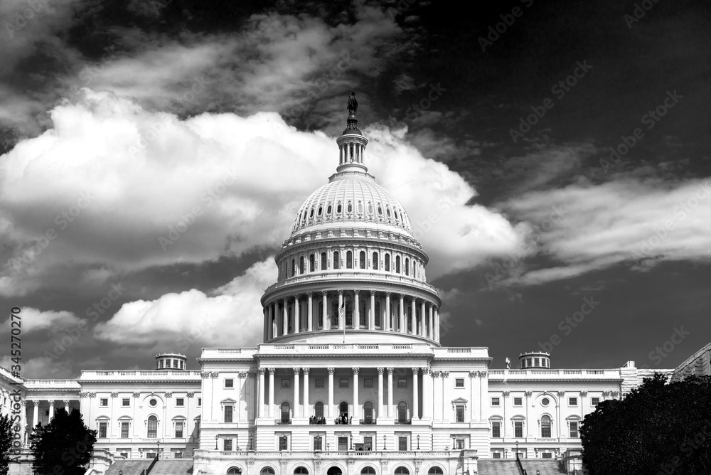 The United States Capitol Building, in monochrome, Black and white concept in Washington DC