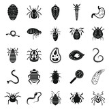 Parasite bug icons set. Simple set of parasite bug vector icons for web design on white background