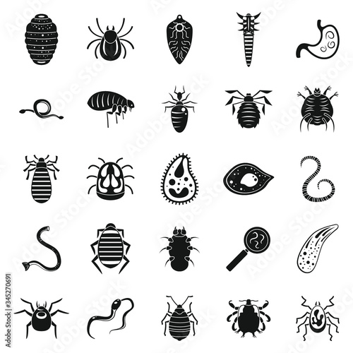 Parasite bug icons set. Simple set of parasite bug vector icons for web design on white background photo