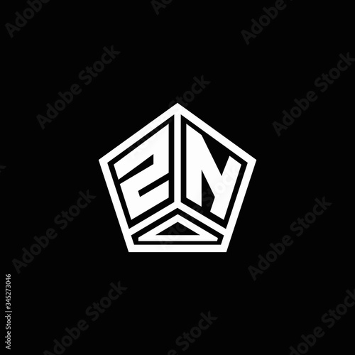 ZN logo monogram with negative space pentagon line design template