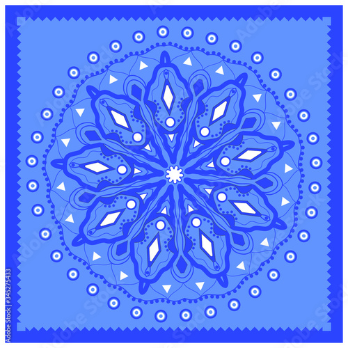 Decorative design with abstract elements for decoration and your design. Ornament, symmetry texture. Print for shawl and carpet, tile. Vector illustration.