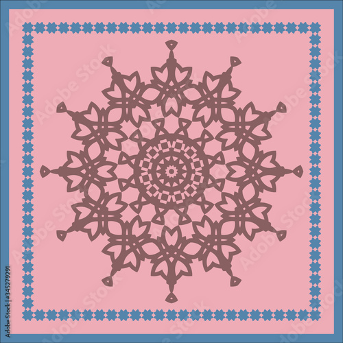 Decorative design with abstract elements for decoration and your design. Ornament, symmetry texture. Print for shawl and carpet, tile. Vector illustration.