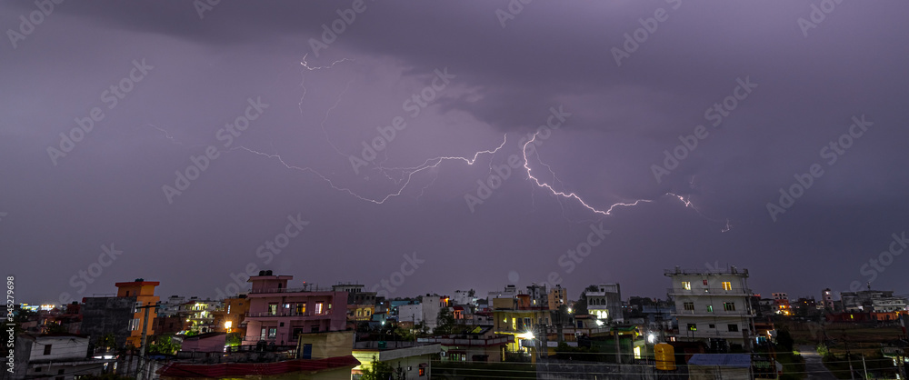 Fototapeta premium Lightening bolt in the night sky