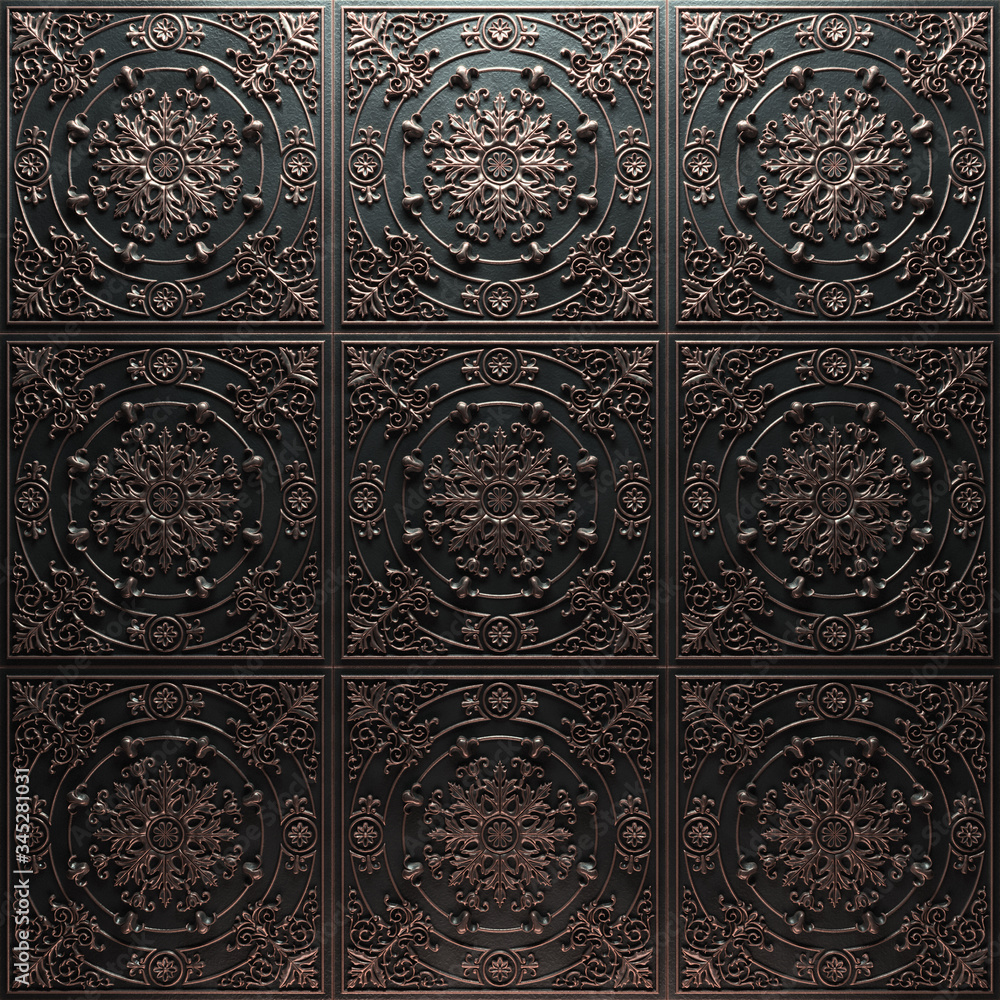 Vintage decorative pattern. 3D rendering.