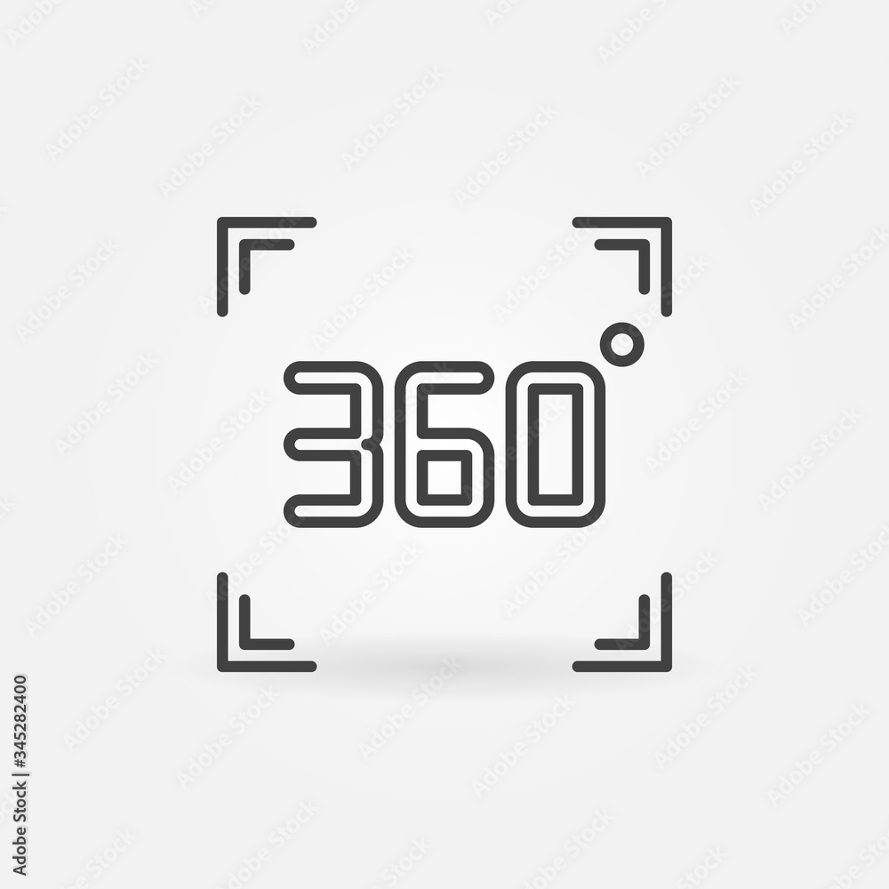 360 degrees vector concept icon or symbol in thin line style 360 degrees vector concept icon or symbol in thin line style