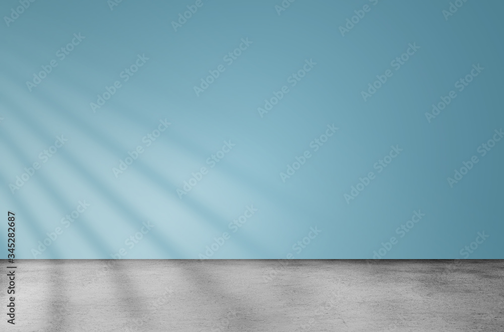 Empty space room of blue wall and concrete floor with light shading. Empty space room of blue wall and concrete floor with light shading.