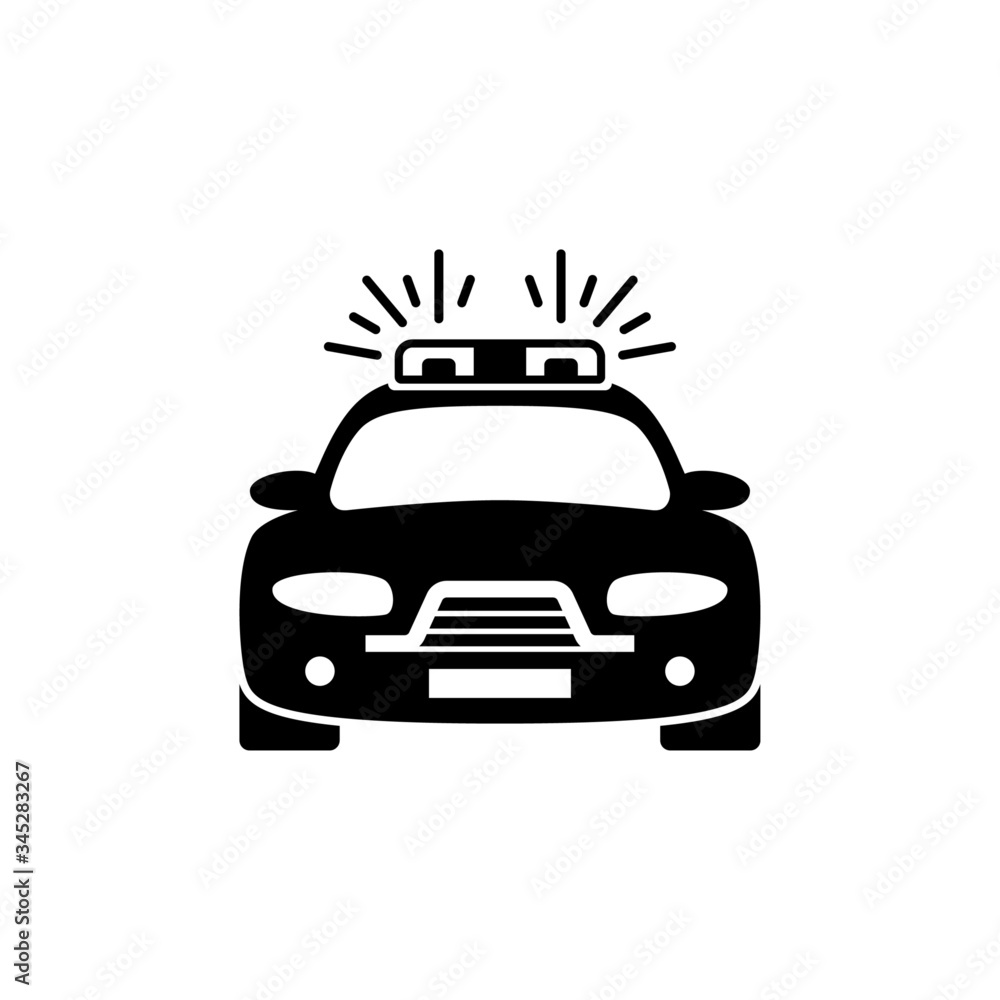 Police car vector icon on white background. Police car vector icon on white background.