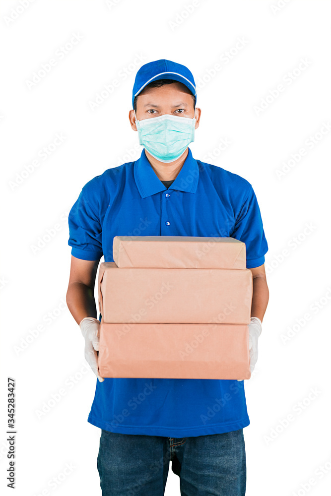 Portrait of man holding pile of wrapped packages Portrait of man holding pile of wrapped packages