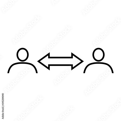 Social distancing line icon. People divided by distance line. Vector Illustration
