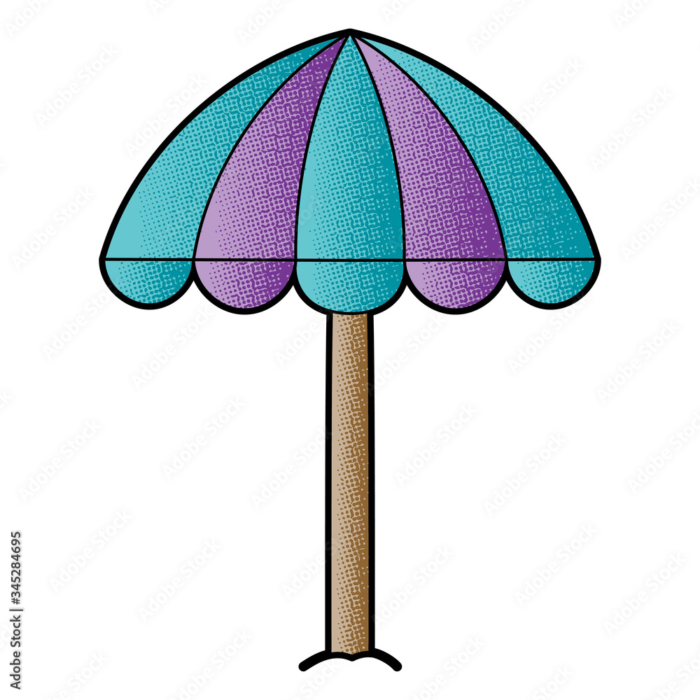 beach umbrella vector design. digital hand drawn. halftone texture beach umbrella vector design. digital hand drawn. halftone texture
