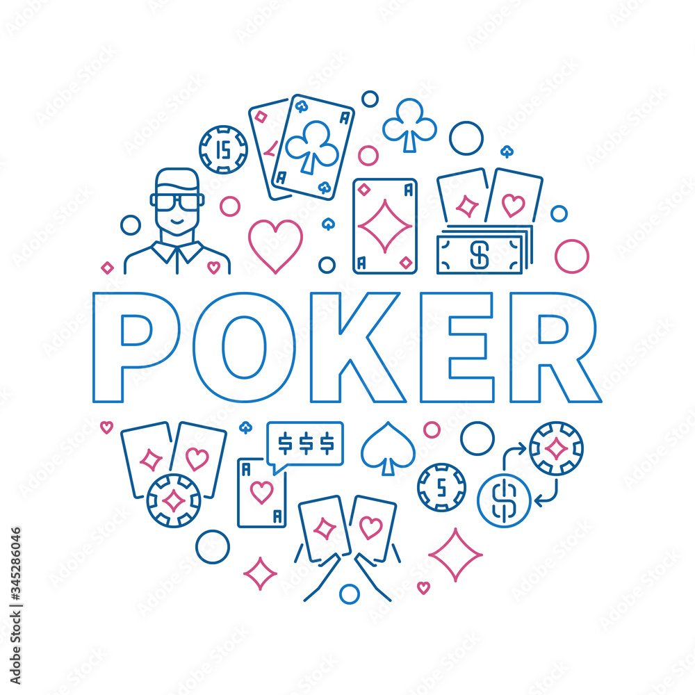 Poker round vector creative outline illustration on white background