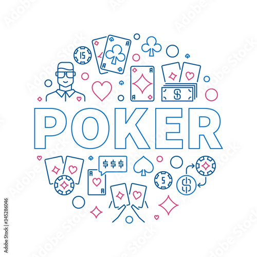 Poker round vector creative outline illustration on white background